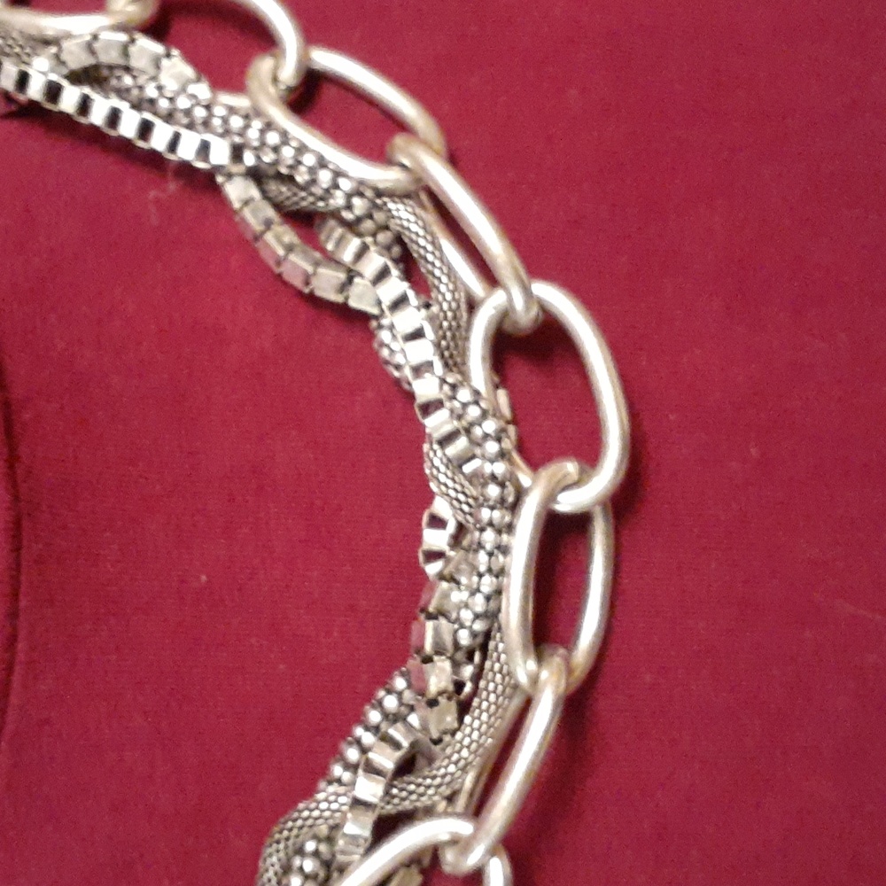 Y2k bold 5 strand silver chains necklace